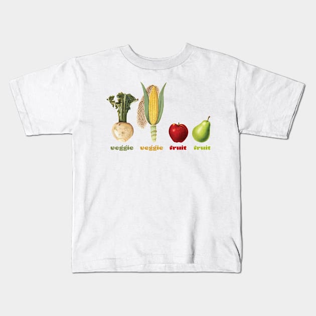 Veggie Veggie Fruit Fruit Food Rocks Kids T-Shirt by FrogAndToadsWorkshop